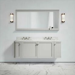 Charsley Carrara Marble Wall Mounted Vanity Unit (Matte Stone) 1600mm