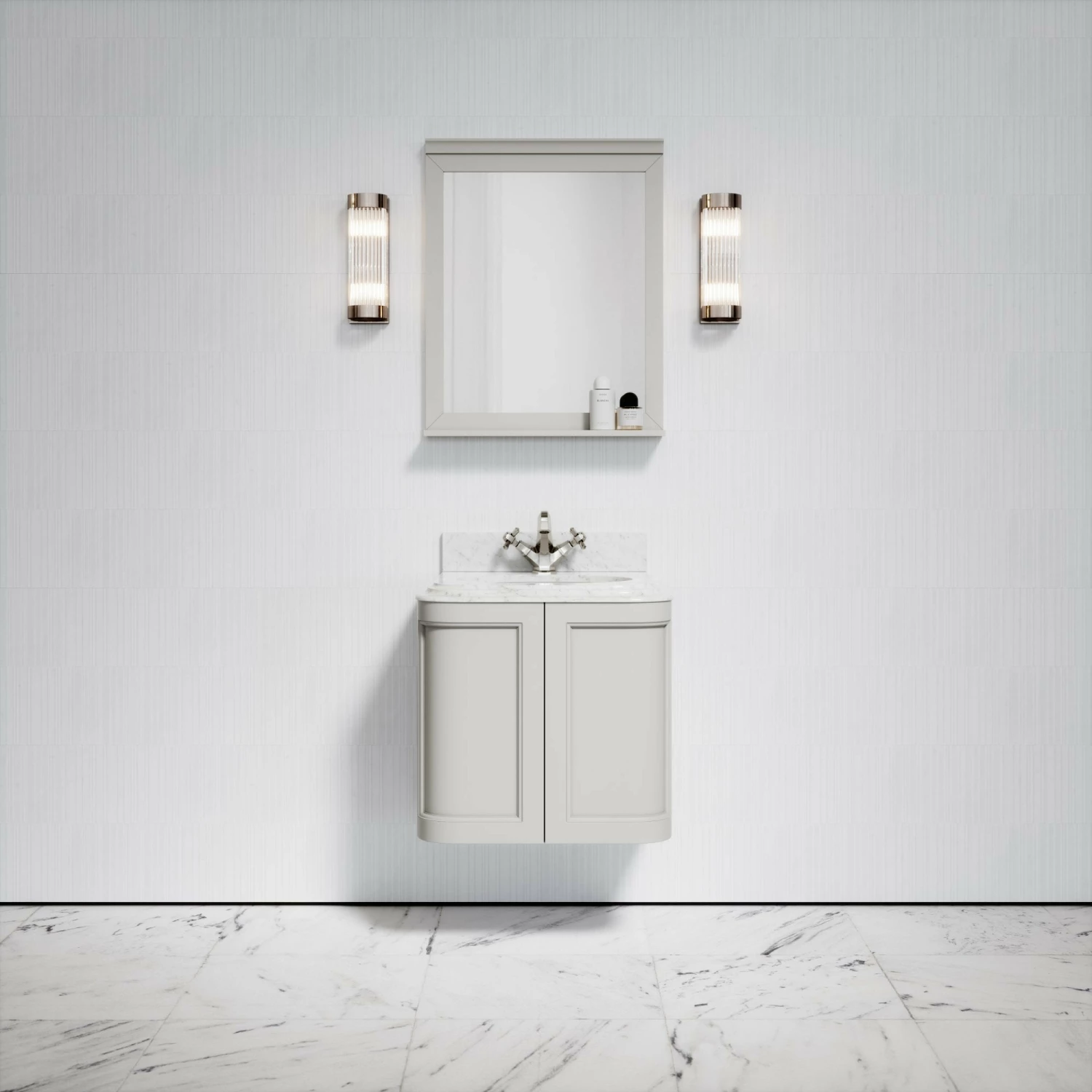Charsley Carrara Marble Wall Mounted Vanity Unit (Matte Stone) 600mm 7 Charsley Carrara Marble Wall Mounted Vanity Unit (Matte Stone) 600mm - Image 5