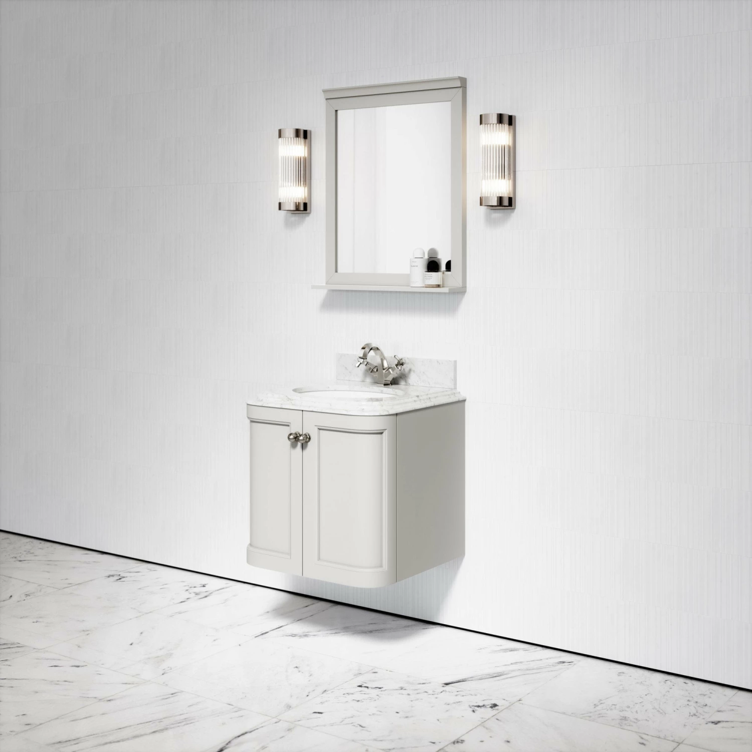 Charsley Carrara Marble Wall Mounted Vanity Unit (Matte Stone) 600mm 6 Charsley Carrara Marble Wall Mounted Vanity Unit (Matte Stone) 600mm - Image 4