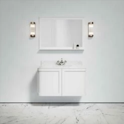 Charsley Carrara Marble Wall Mounted Vanity Unit (Matte White) 1000mm -LUSSO STONE Sales charsley carrara marble wall mounted vanity unit matte white 1000mm p3656 18287 zoom