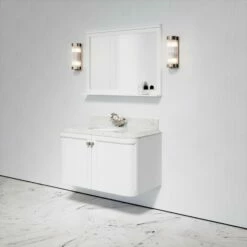 Charsley Carrara Marble Wall Mounted Vanity Unit (Matte White) 1000mm -LUSSO STONE Sales charsley carrara marble wall mounted vanity unit matte white 1000mm p3656 18288 zoom