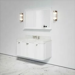 Charsley Carrara Marble Wall Mounted Vanity Unit (Matte White) 1200mm -LUSSO STONE Sales charsley carrara marble wall mounted vanity unit matte white 1200mm p3658 18292 zoom