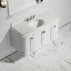 Charsley Carrara Marble Wall Mounted Vanity Unit (Matte White) 1200mm -LUSSO STONE Sales charsley carrara marble wall mounted vanity unit matte white 1200mm p3658 18293 zoom