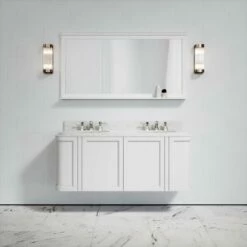 Charsley Carrara Marble Wall Mounted Vanity Unit (Matte White) 1400mm -LUSSO STONE Sales charsley carrara marble wall mounted vanity unit matte white 1400mm p3659 18295 zoom