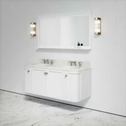 Charsley Carrara Marble Wall Mounted Vanity Unit (Matte White) 1400mm -LUSSO STONE Sales charsley carrara marble wall mounted vanity unit matte white 1400mm p3659 18296 zoom