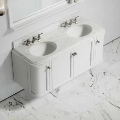 Charsley Carrara Marble Wall Mounted Vanity Unit (Matte White) 1400mm -LUSSO STONE Sales charsley carrara marble wall mounted vanity unit matte white 1400mm p3659 18297 zoom
