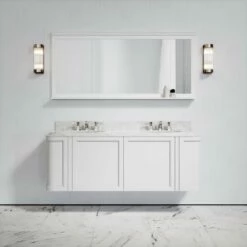 Charsley Carrara Marble Wall Mounted Vanity Unit (Matte White) 1600mm -LUSSO STONE Sales charsley carrara marble wall mounted vanity unit matte white 1600mm p3657 18299 zoom