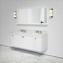 Charsley Carrara Marble Wall Mounted Vanity Unit (Matte White) 1600mm -LUSSO STONE Sales charsley carrara marble wall mounted vanity unit matte white 1600mm p3657 18300 zoom
