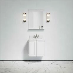 Charsley Carrara Marble Wall Mounted Vanity Unit (Matte White) 600mm -LUSSO STONE Sales charsley carrara marble wall mounted vanity unit matte white 600mm p3660 18279 zoom