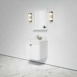 Charsley Carrara Marble Wall Mounted Vanity Unit (Matte White) 600mm -LUSSO STONE Sales charsley carrara marble wall mounted vanity unit matte white 600mm p3660 18280 zoom