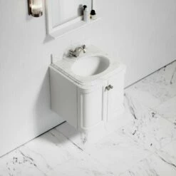 Charsley Carrara Marble Wall Mounted Vanity Unit (Matte White) 600mm -LUSSO STONE Sales charsley carrara marble wall mounted vanity unit matte white 600mm p3660 18281 zoom