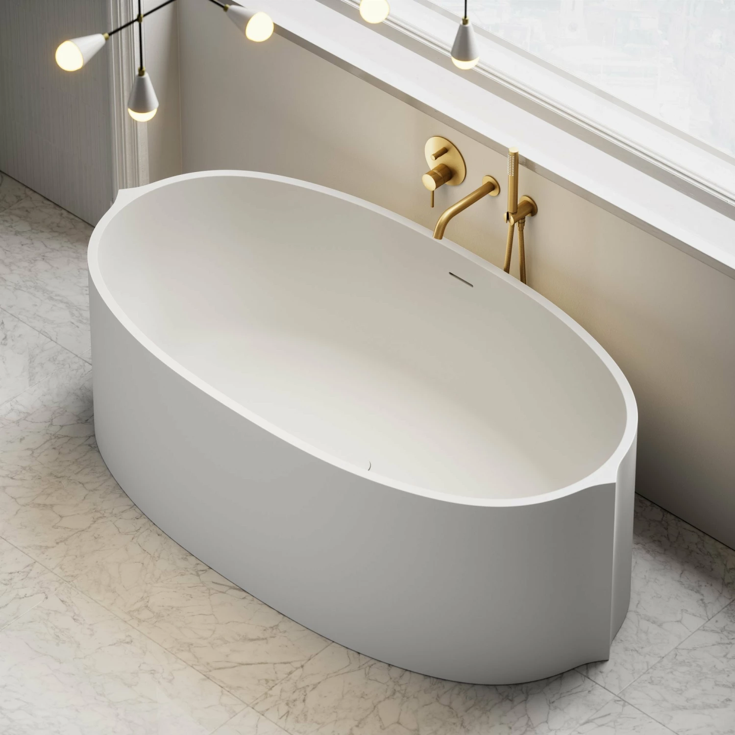 Cielo Freestanding Stone Bath 1620mm 4 Cielo Freestanding Stone Bath 1620mm - Image 2