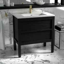 Claridge Vanity Unit With Stone Basin (Black Oak 800mm) -LUSSO STONE Sales claridge vanity unit with stone basin black oak 800mm p1899 11671 image