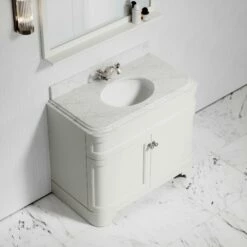 Connaught Carrara Marble Floorstanding Vanity Unit (Matte Cream) 1000mm -LUSSO STONE Sales connaught carrara marble floorstanding vanity unit matte cream 1000mm p3638 18721 zoom