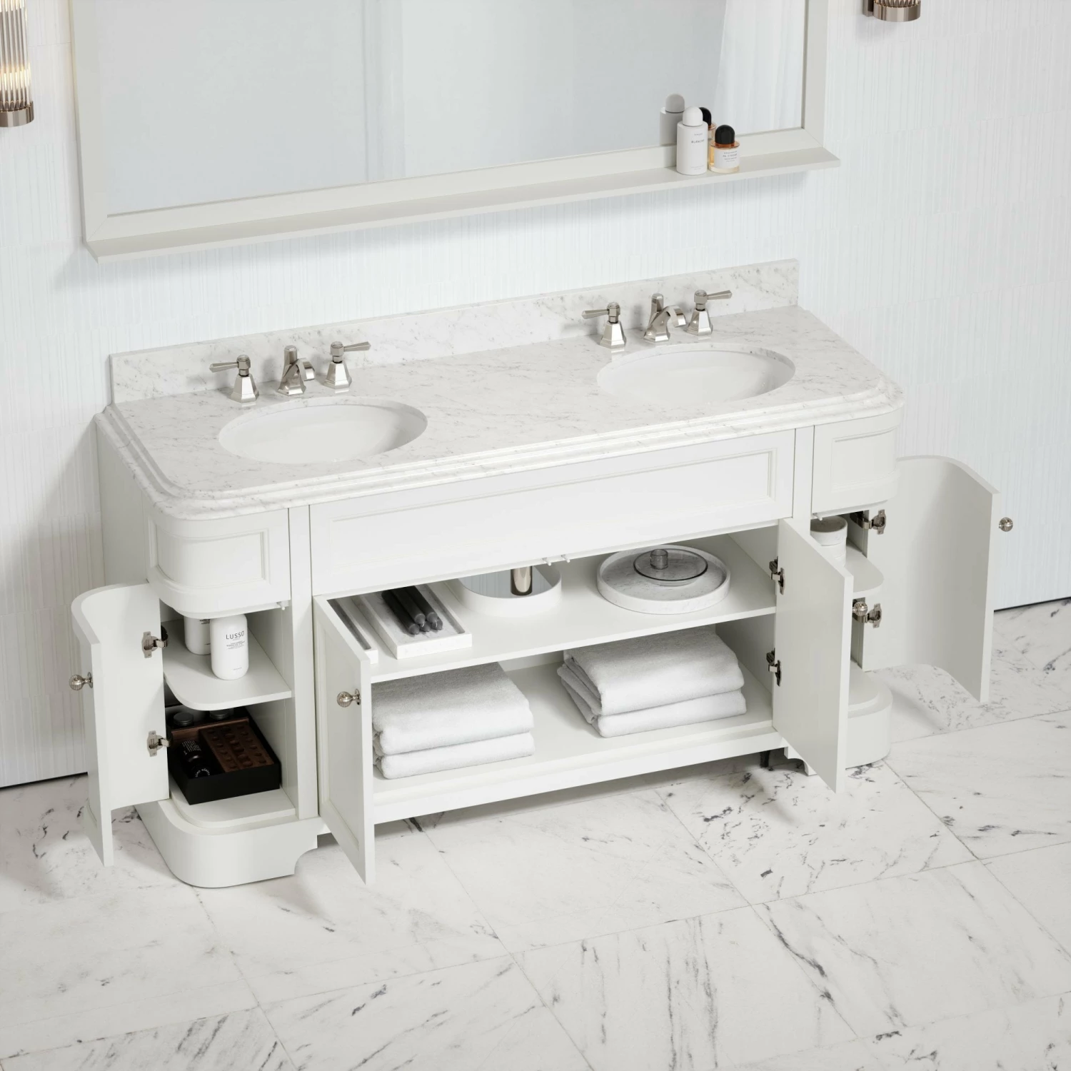 Connaught Carrara Marble Floorstanding Vanity Unit (Matte Cream) 1600mm 4 Connaught Carrara Marble Floorstanding Vanity Unit (Matte Cream) 1600mm - Image 2