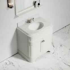 Connaught Carrara Marble Floorstanding Vanity Unit (Matte Cream) 800mm -LUSSO STONE Sales connaught carrara marble floorstanding vanity unit matte cream 800mm p3637 18708 zoom