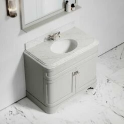 Connaught Carrara Marble Floorstanding Vanity Unit (Matte Stone) 1000mm -LUSSO STONE Sales connaught carrara marble floorstanding vanity unit matte stone 1000mm p3650 18725 zoom