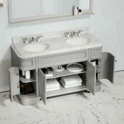 Connaught Carrara Marble Floorstanding Vanity Unit (Matte Stone) 1400mm -LUSSO STONE Sales connaught carrara marble floorstanding vanity unit matte stone 1400mm p3652 24631 zoom