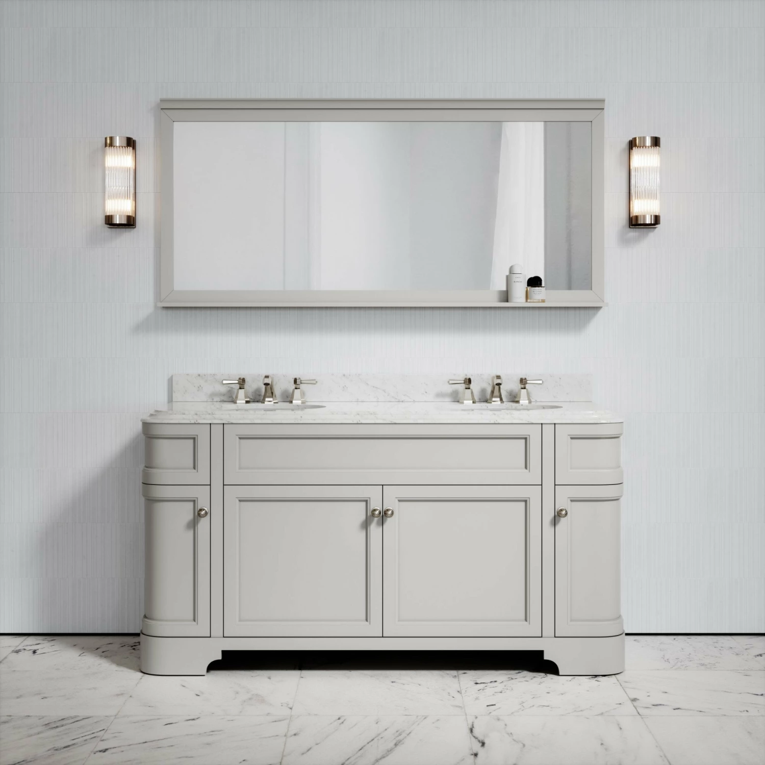 Connaught Carrara Marble Floorstanding Vanity Unit (Matte Stone) 1600mm 3 Connaught Carrara Marble Floorstanding Vanity Unit (Matte Stone) 1600mm