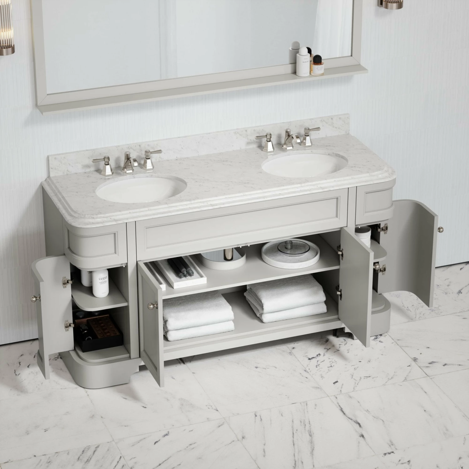 Connaught Carrara Marble Floorstanding Vanity Unit (Matte Stone) 1600mm 4 Connaught Carrara Marble Floorstanding Vanity Unit (Matte Stone) 1600mm - Image 2