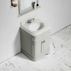 Connaught Carrara Marble Floorstanding Vanity Unit (Matte Stone) 600mm -LUSSO STONE Sales connaught carrara marble floorstanding vanity unit matte stone 600mm p3648 18696 zoom