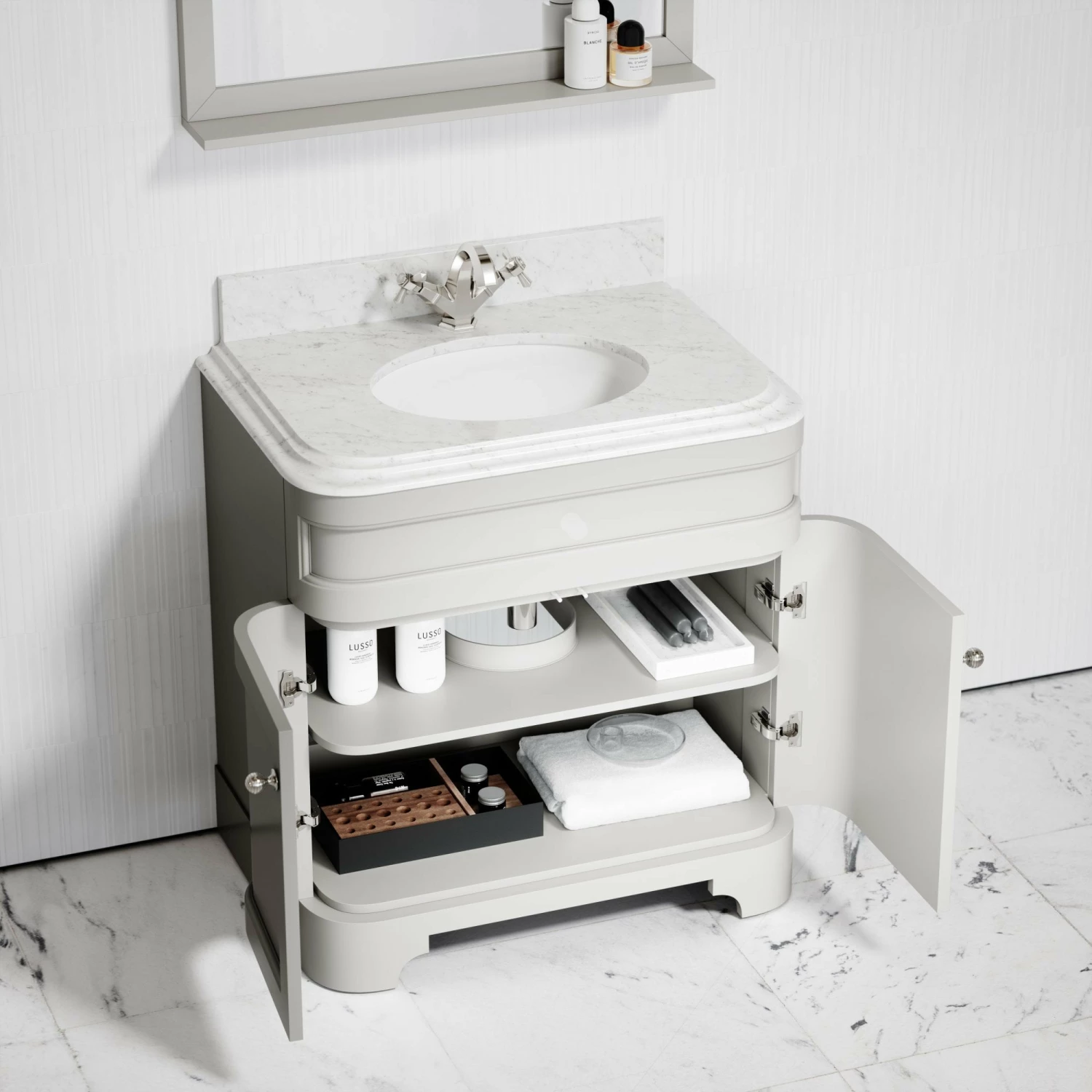 Connaught Carrara Marble Floorstanding Vanity Unit (Matte Stone) 800mm 4 Connaught Carrara Marble Floorstanding Vanity Unit (Matte Stone) 800mm - Image 2
