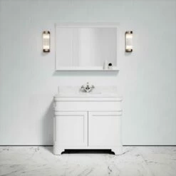 Connaught Carrara Marble Floorstanding Vanity Unit (Matte White) 1000mm -LUSSO STONE Sales connaught carrara marble floorstanding vanity unit matte white 1000mm p3631 18455 zoom