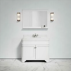 Connaught Carrara Marble Floorstanding Vanity Unit (Matte White) 1000mm