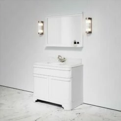 Connaught Carrara Marble Floorstanding Vanity Unit (Matte White) 1000mm -LUSSO STONE Sales connaught carrara marble floorstanding vanity unit matte white 1000mm p3631 18719 zoom