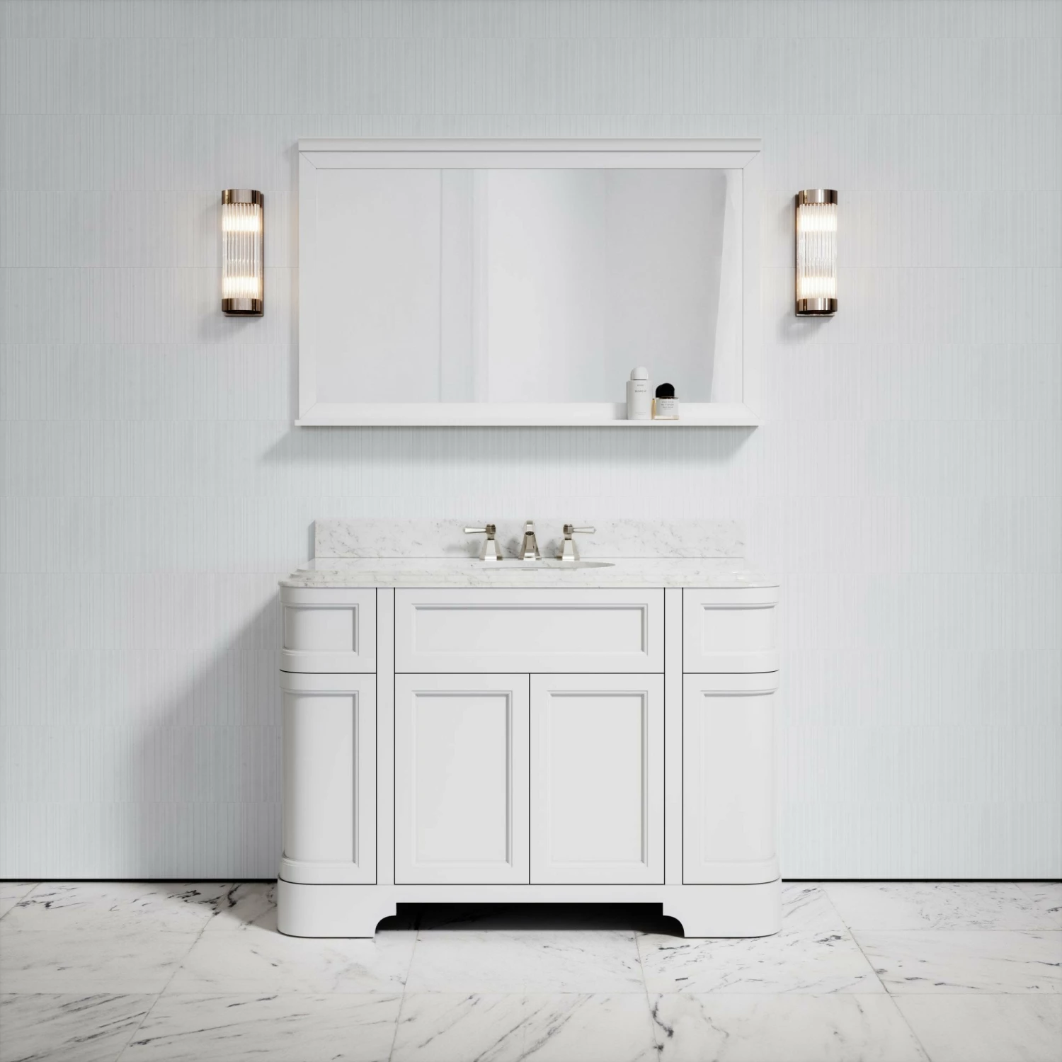 Connaught Carrara Marble Floorstanding Vanity Unit (Matte White) 1200mm 7 Connaught Carrara Marble Floorstanding Vanity Unit (Matte White) 1200mm - Image 5