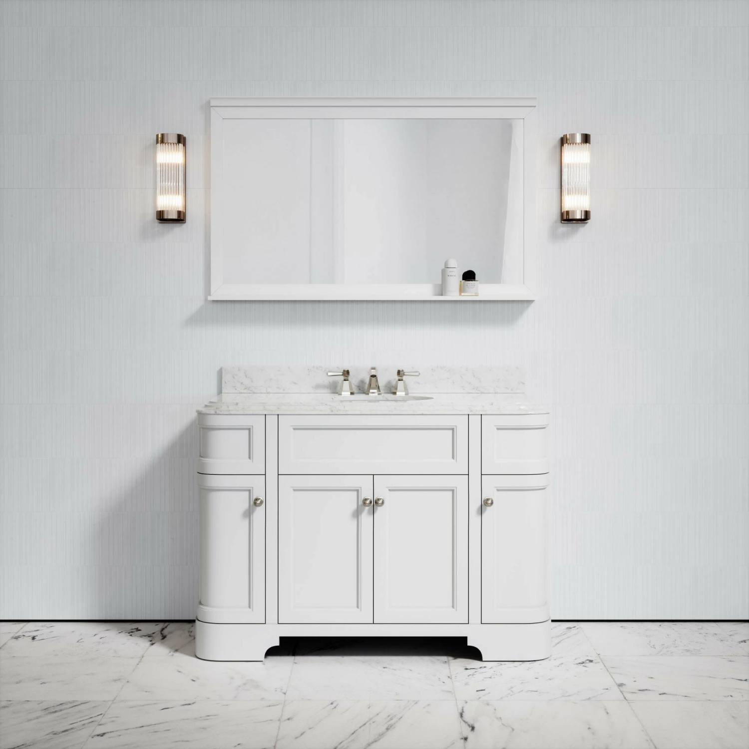 Connaught Carrara Marble Floorstanding Vanity Unit (Matte White) 1200mm 3 Connaught Carrara Marble Floorstanding Vanity Unit (Matte White) 1200mm