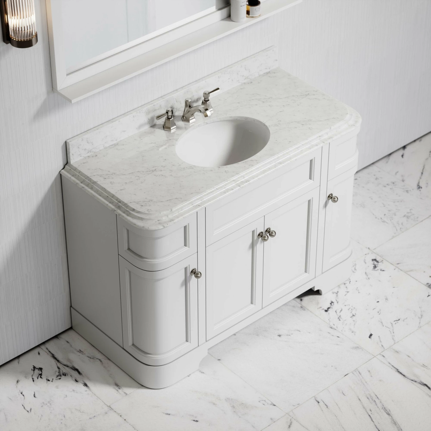 Connaught Carrara Marble Floorstanding Vanity Unit (Matte White) 1200mm 5 Connaught Carrara Marble Floorstanding Vanity Unit (Matte White) 1200mm - Image 3