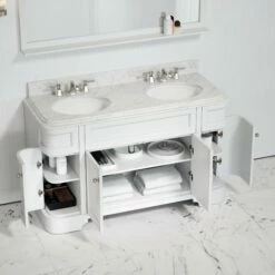 Connaught Carrara Marble Floorstanding Vanity Unit (Matte White) 1400mm -LUSSO STONE Sales connaught carrara marble floorstanding vanity unit matte white 1400mm p3635 24629 zoom