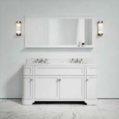 Connaught Carrara Marble Floorstanding Vanity Unit (Matte White) 1600mm