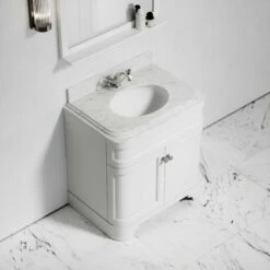 Connaught Carrara Marble Floorstanding Vanity Unit (Matte White) 800mm -LUSSO STONE Sales connaught carrara marble floorstanding vanity unit matte white 800mm p3630 18704 zoom
