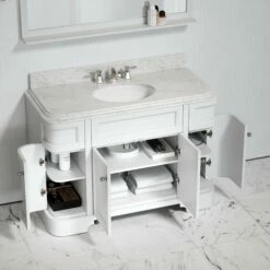 Connaught Carrara Marble Floorstanding Vanity Unit (Primed White) 1200mm -LUSSO STONE Sales connaught carrara marble floorstanding vanity unit primed white 1200mm p3645 24749 zoom