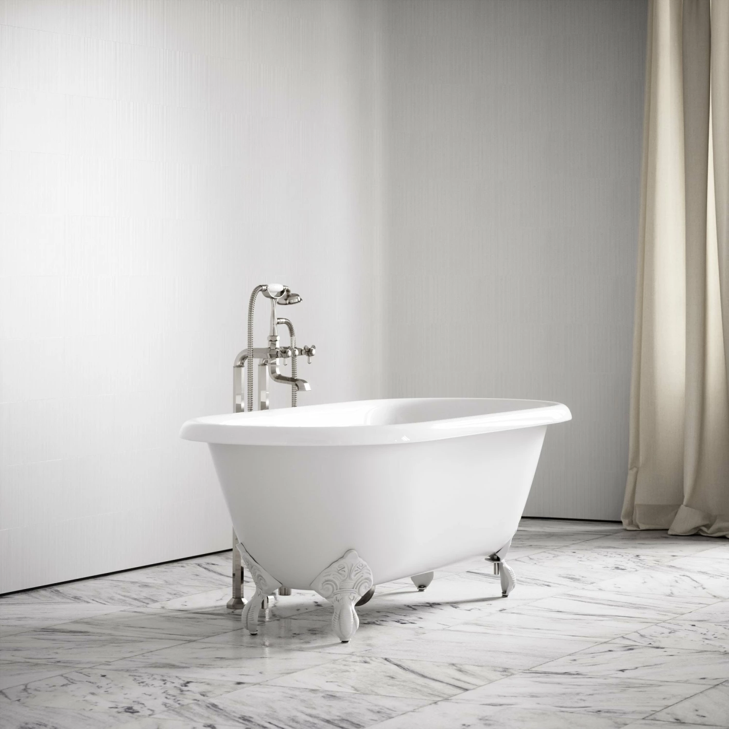 Connaught Matte White Roll Top Cast Iron Bath 1675mm 4 Connaught Matte White Roll Top Cast Iron Bath 1675mm - Image 2