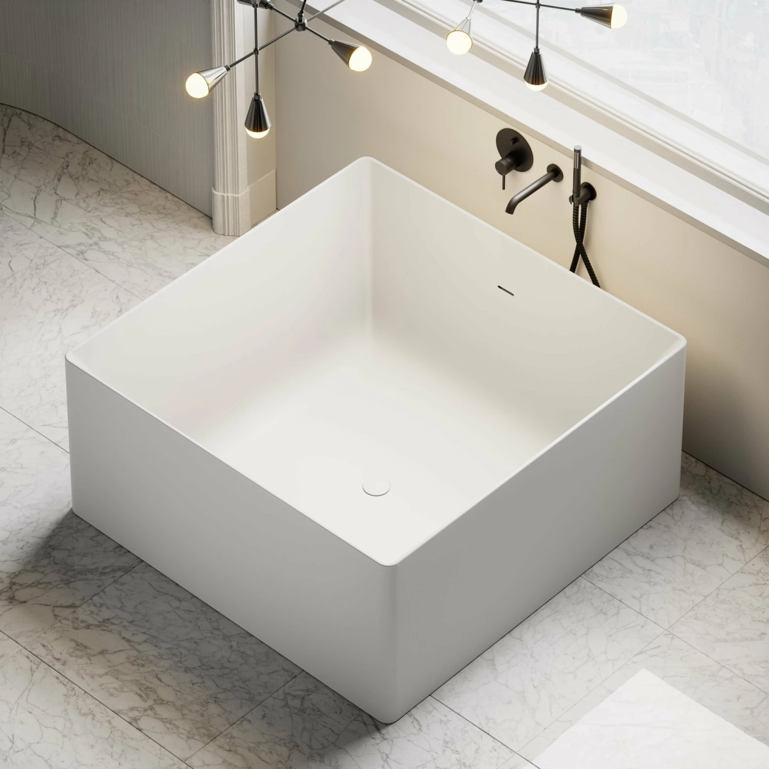Consero Freestanding Square Stone Bath 1200mm 3 Consero Freestanding Square Stone Bath 1200mm