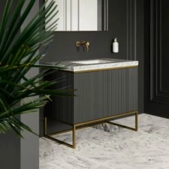 Couture Floorstanding Fluted Vanity Unit (Matte Black 1000mm) -LUSSO STONE Sales couture floorstanding fluted vanity unit matte black 1000mm p4702 26450 zoom