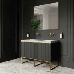 Couture Floorstanding Fluted Vanity Unit (Matte Black 1200mm) -LUSSO STONE Sales couture floorstanding fluted vanity unit matte black 1200mm p4711 26453 zoom
