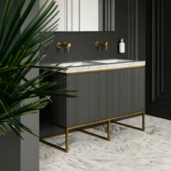 Couture Floorstanding Fluted Vanity Unit (Matte Black 1200mm) -LUSSO STONE Sales couture floorstanding fluted vanity unit matte black 1200mm p4711 26454 zoom