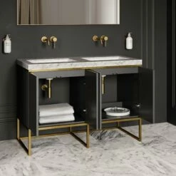 Couture Floorstanding Fluted Vanity Unit (Matte Black 1200mm) -LUSSO STONE Sales couture floorstanding fluted vanity unit matte black 1200mm p4711 27410 zoom