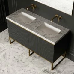 Couture Floorstanding Fluted Vanity Unit (Matte Black 1400mm) -LUSSO STONE Sales couture floorstanding fluted vanity unit matte black 1400mm p4712 26459 zoom