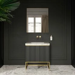 Couture Floorstanding Fluted Vanity Unit (Matte Black 800mm)