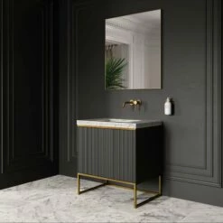Couture Floorstanding Fluted Vanity Unit (Matte Black 800mm) -LUSSO STONE Sales couture floorstanding fluted vanity unit matte black 800mm p4697 26350 zoom