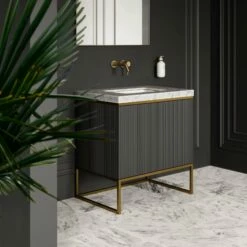 Couture Floorstanding Fluted Vanity Unit (Matte Black 800mm) -LUSSO STONE Sales couture floorstanding fluted vanity unit matte black 800mm p4697 26351 zoom