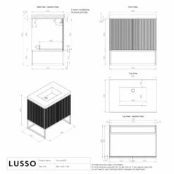 Couture Floorstanding Fluted Vanity Unit (Matte Black 800mm) -LUSSO STONE Sales couture floorstanding fluted vanity unit matte black 800mm p4697 35921 zoom