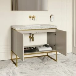 Couture Floorstanding Vanity Unit (Matte Velvet Beige 1000mm) -LUSSO STONE Sales couture floorstanding vanity unit matte velvet beige 1000mm p4728 27413 zoom