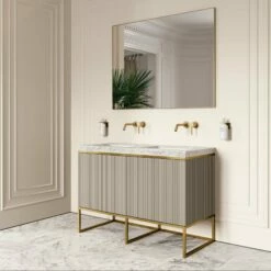 Couture Floorstanding Vanity Unit (Matte Velvet Beige 1200mm) -LUSSO STONE Sales couture floorstanding vanity unit matte velvet beige 1200mm p4729 26470 zoom
