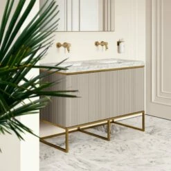 Couture Floorstanding Vanity Unit (Matte Velvet Beige 1200mm) -LUSSO STONE Sales couture floorstanding vanity unit matte velvet beige 1200mm p4729 26471 zoom